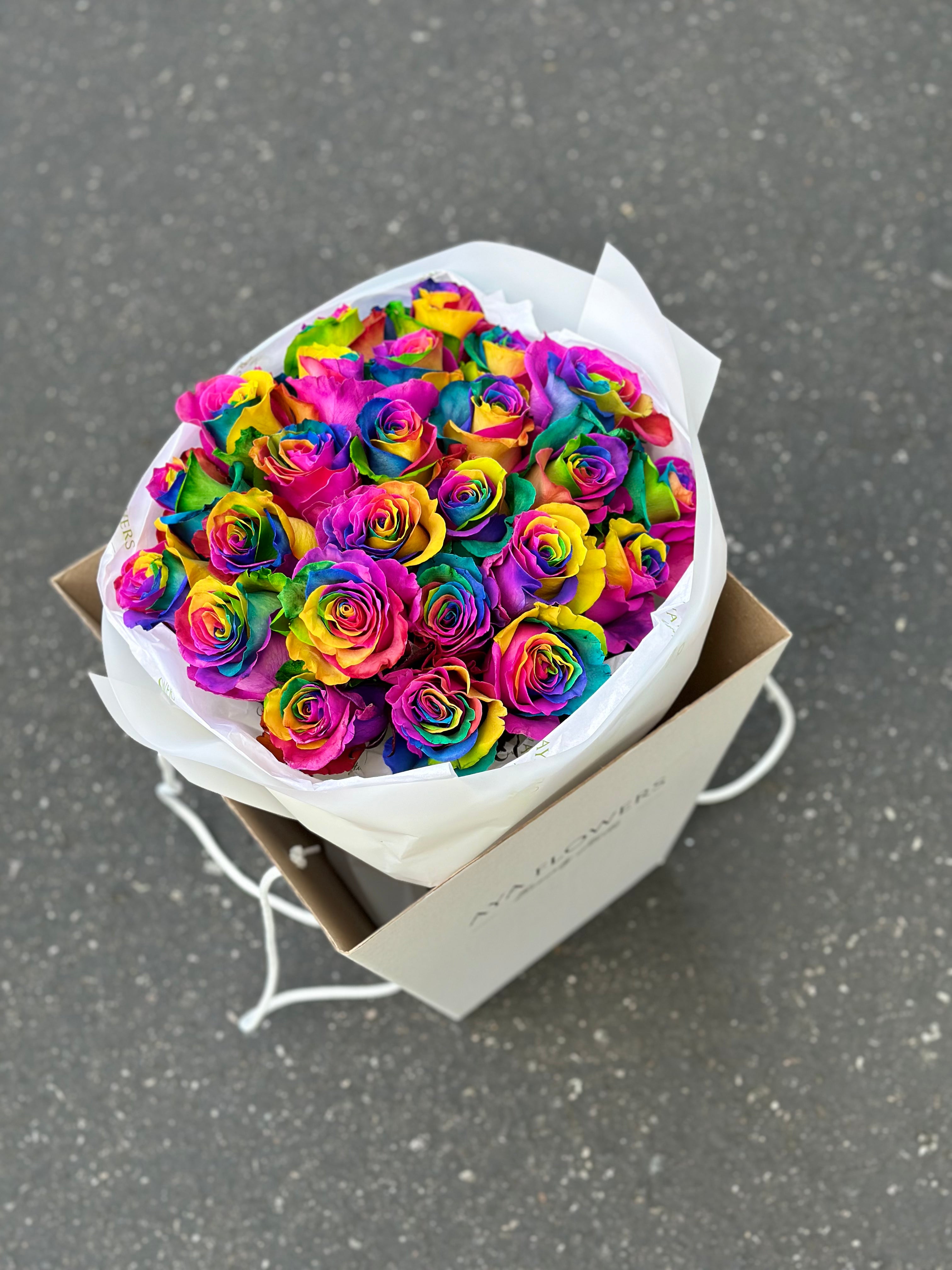 rainbow rare rose card Bouquet No. 1008 Pink roses